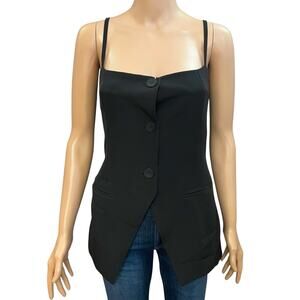 8 By Yoox Waistcoat Vest Top 48 IT 12 US Black Button Down Minimalist Neutral
